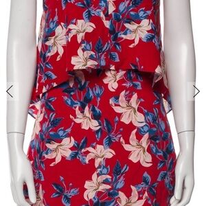 Floral Red and Blue Dress